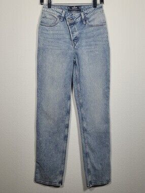 Hollister Ultra High Rise 90s Vintage Straight Asymmetric Criss Cross Jeans 26